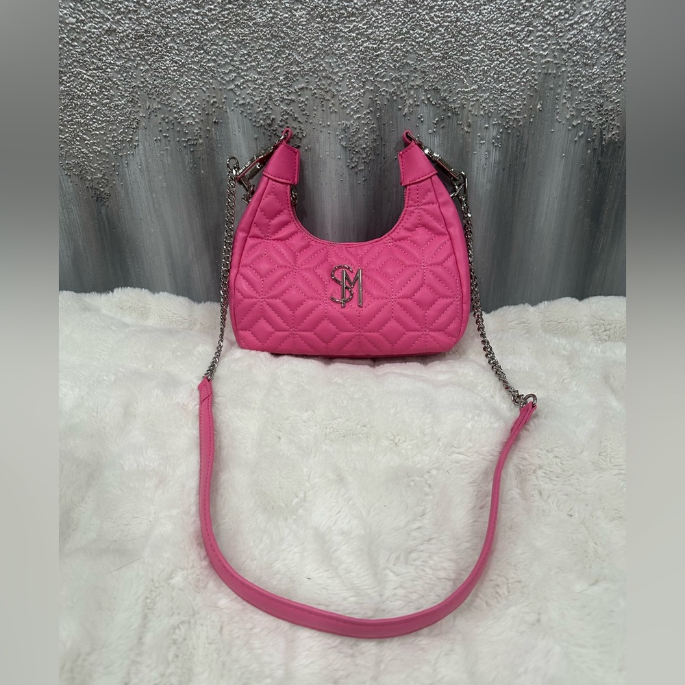 Steve Madden Bsilvia Quilted Crossbody in Hot Pink